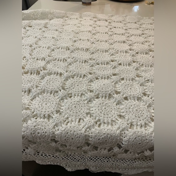 Vintage oval crochet tablecloth